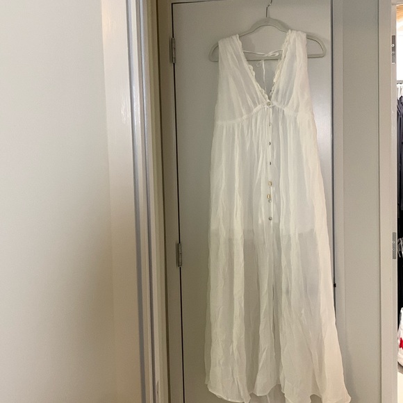 Mahina White Button Down Maxi Dress Size Small - Picture 1 of 6